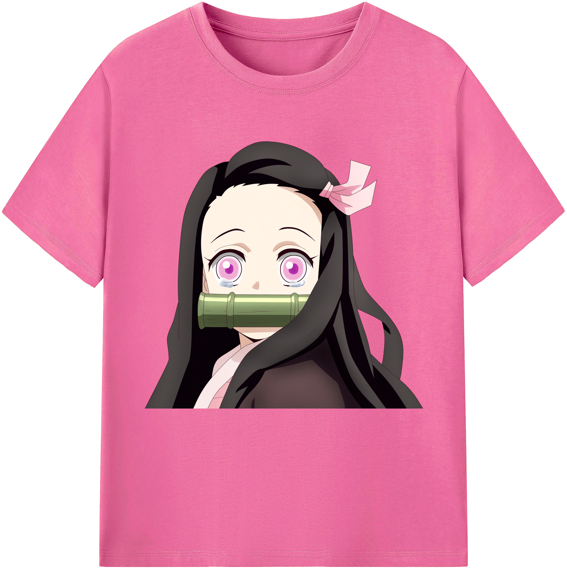 （画像用） 鬼滅の刃（きめつのやいば）竈門 禰󠄀豆子／かまど ねずこ Kamado Nezuko レディースカジュアルプリントTシャツ（綿100％）
